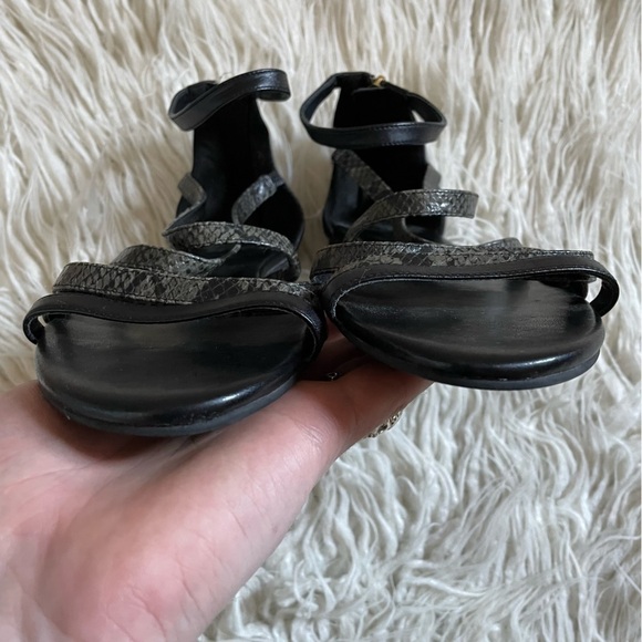 Cole Haan Black Mercer Leather Snake Print Embossed Gladiator Sandals EUC 8.5 - Picture 3 of 10